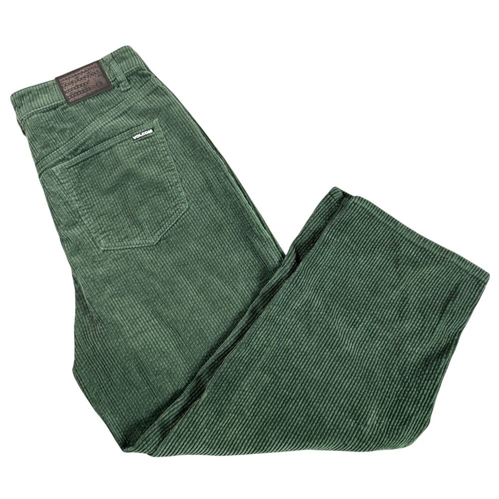 Volcom Weellow Cord Pants Womens 30 Green Wide Leg Corduroy Skater Y2K
